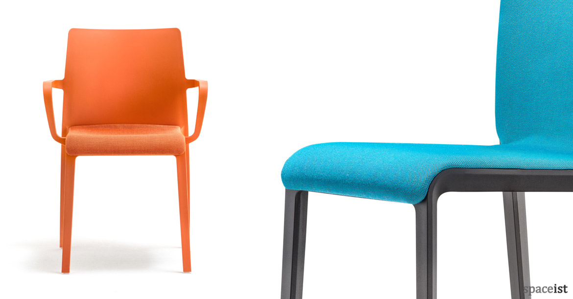 Volt high-back meeting chair with a orange frame a seat