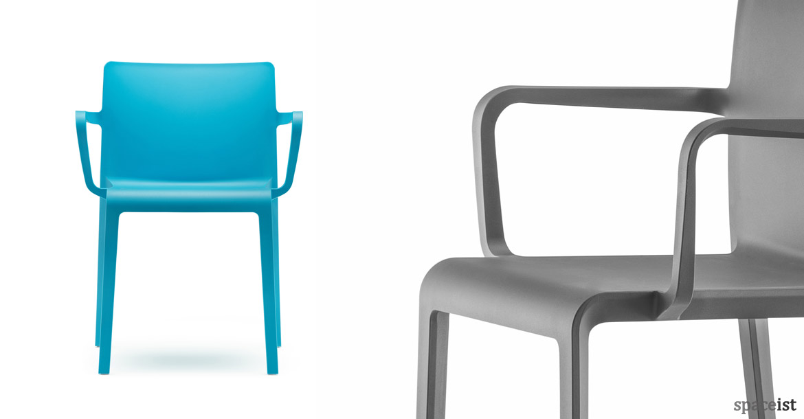 Volt design-led blue meeing chair with arms