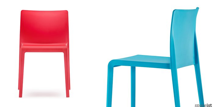 Red and blue cafe chair