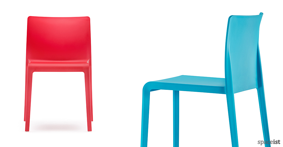 Red and blue cafe chair