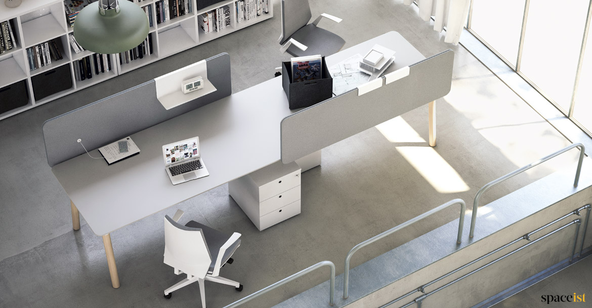 Woods two person desk in grey