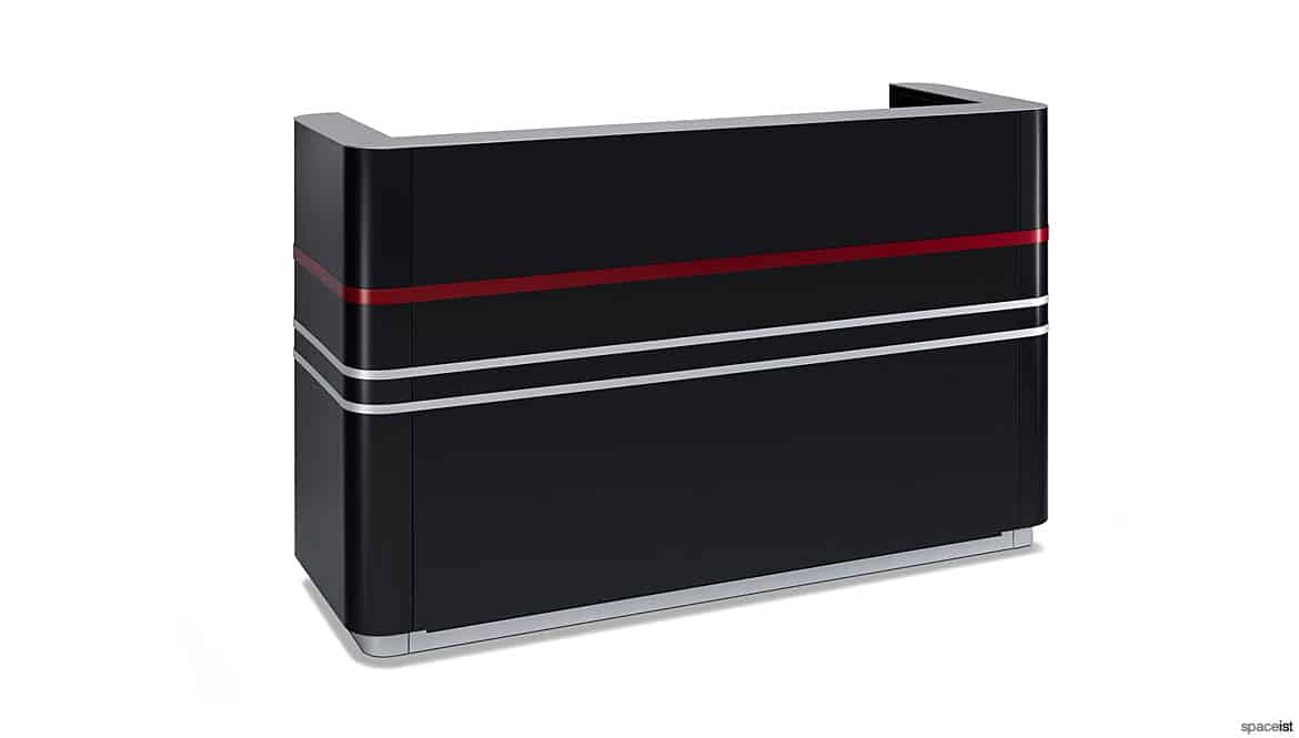 Black desk red stripe