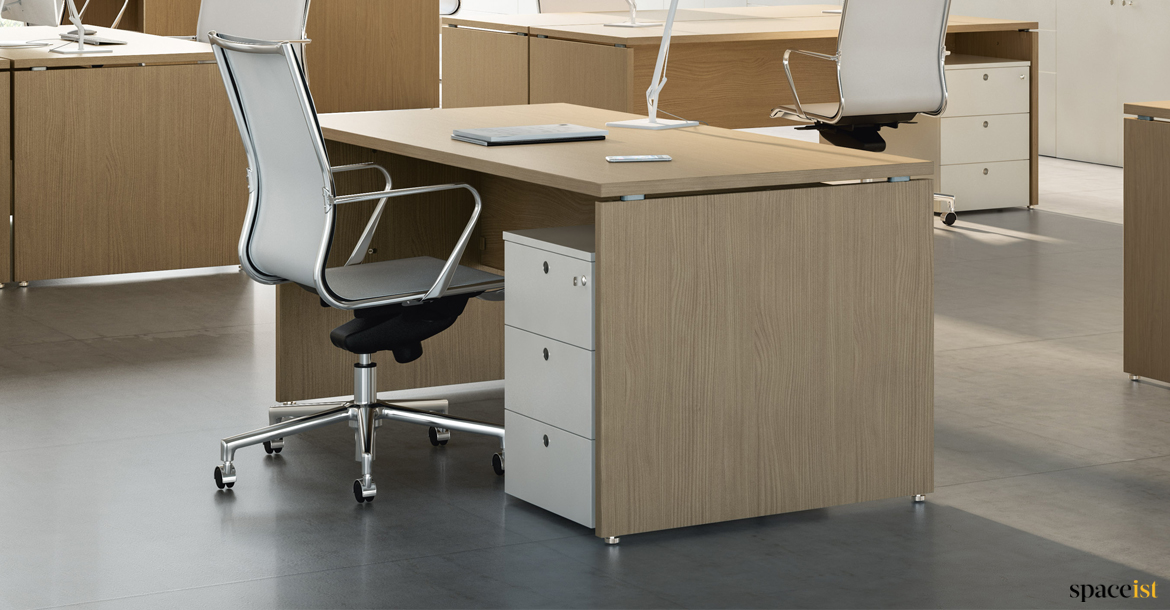 Oak desk paneled