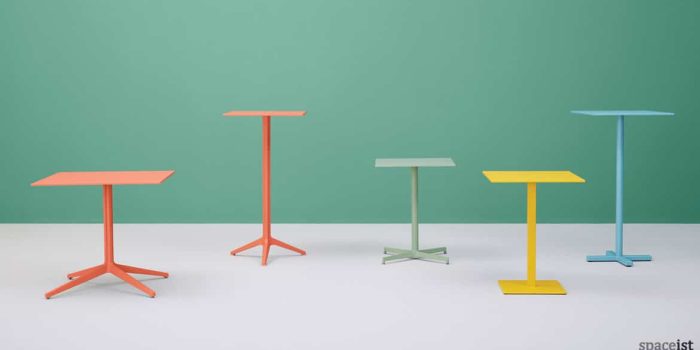 Ypsilon orange yellow green blue cafe tables