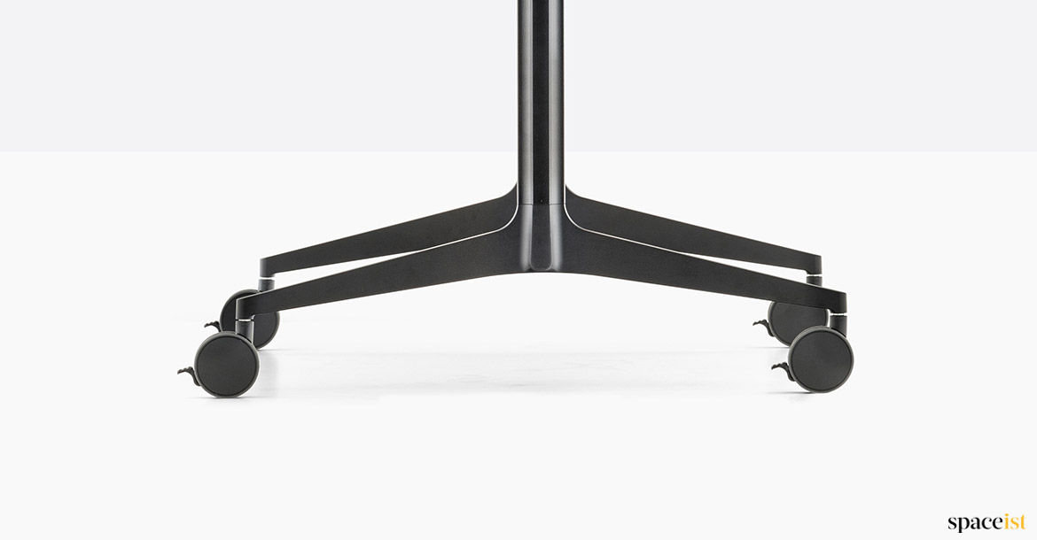 Black folding meeting table closeup