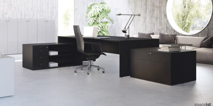 Forty5 black executive desk with matching storage