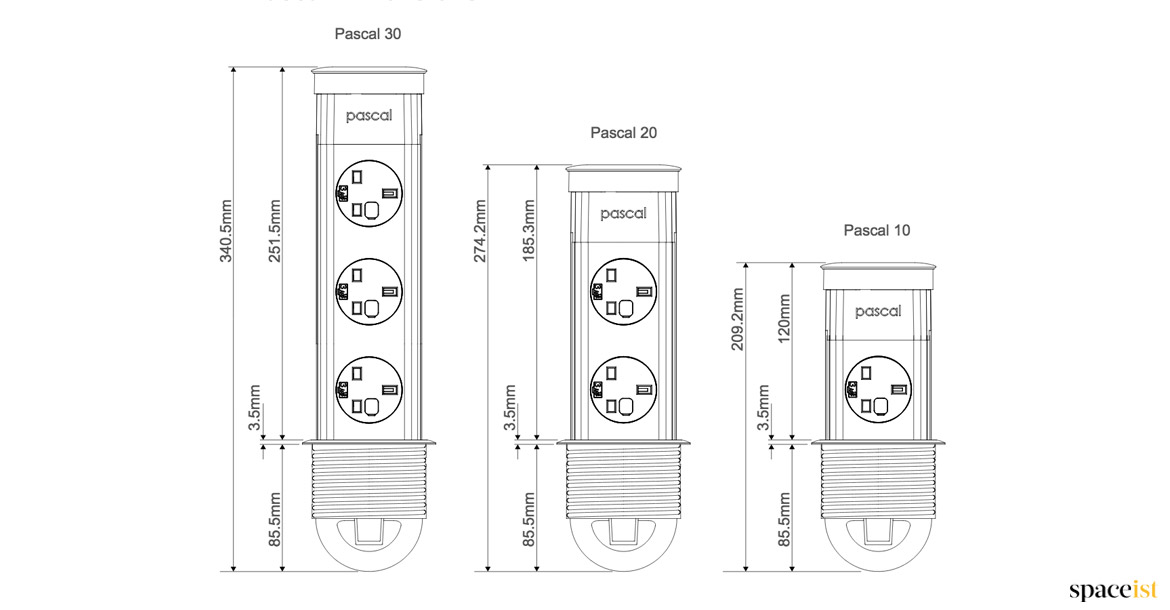 Popup plug socket desk diagram