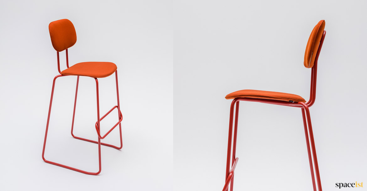 Orange high stool in fabric