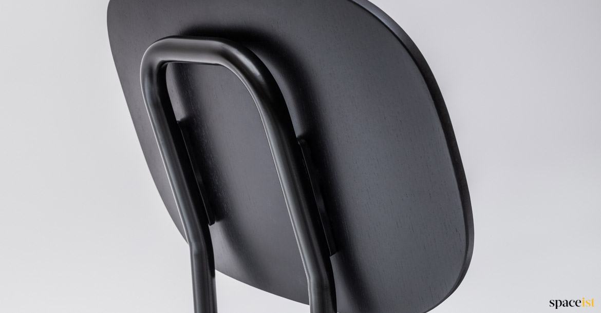 Metal framed chair closeup