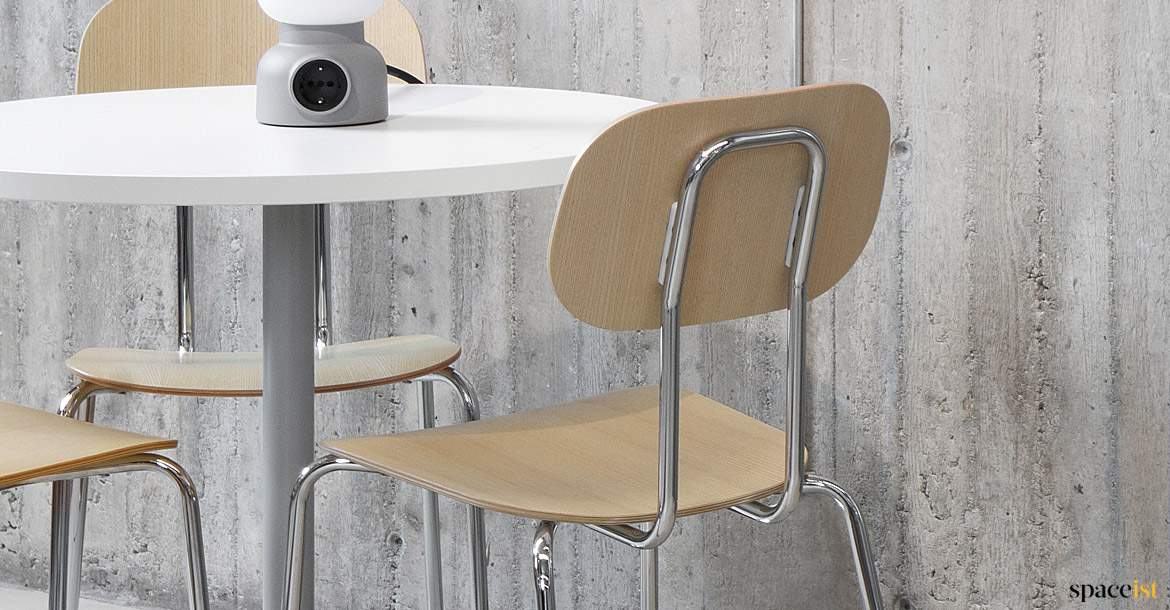 Plywood cafe chair with chrome frame