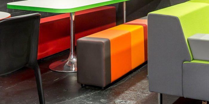 Very colourful canteen bench