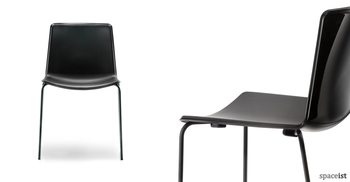 Weet black cafe chair with glossy back