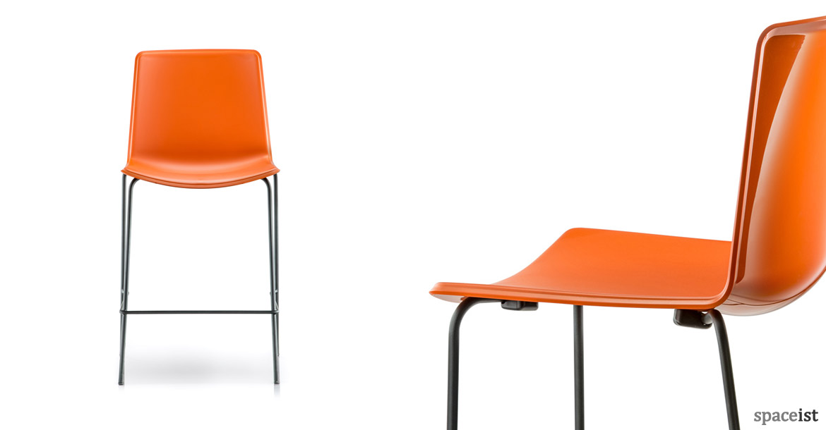 Weet orange stacking bar stool with a black leg