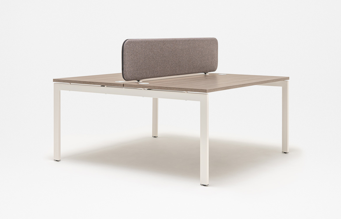 Walnut white student study desk with screen