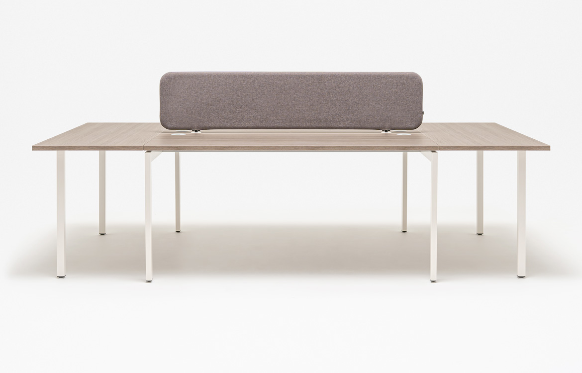 Walnut white student study desk with screen