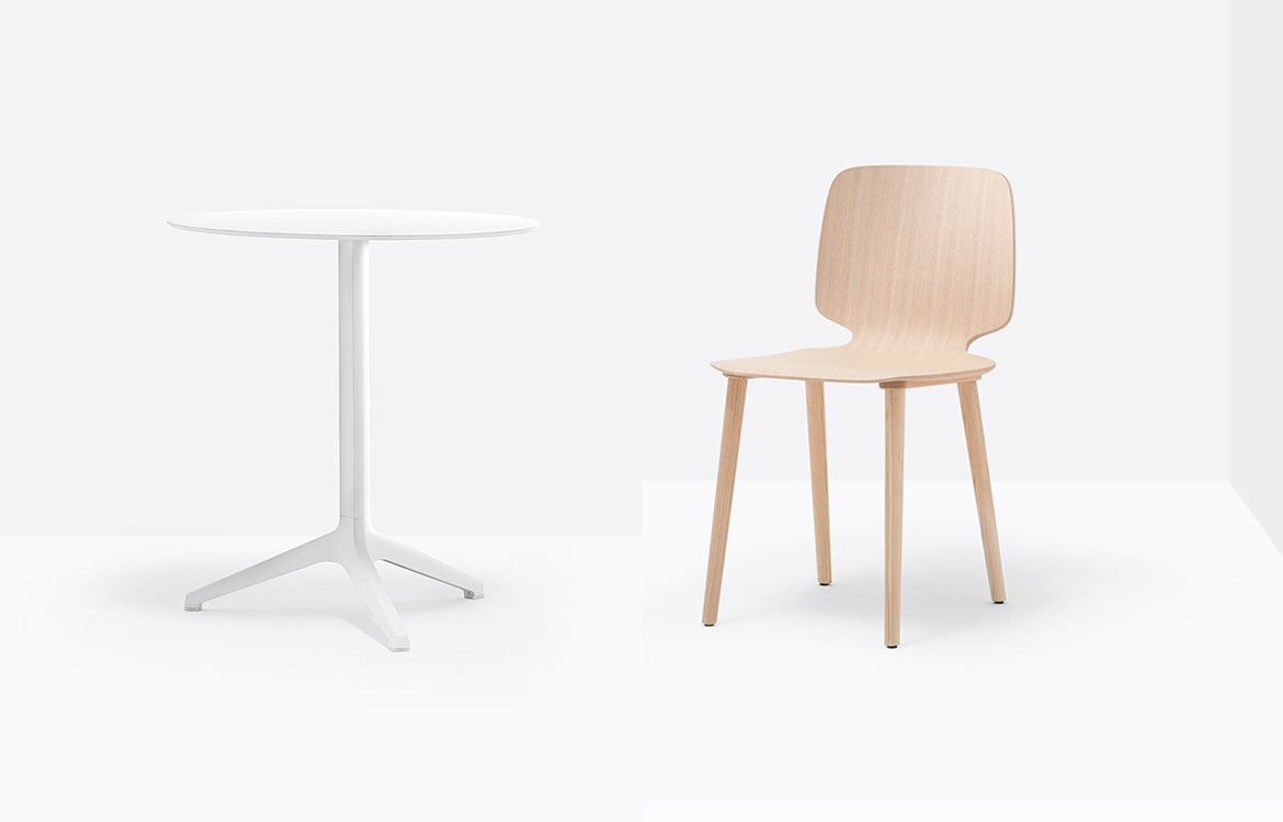 White cafe table wood chair