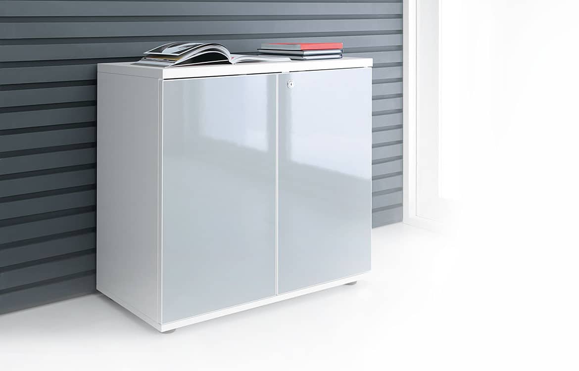 White gloss cabinet low