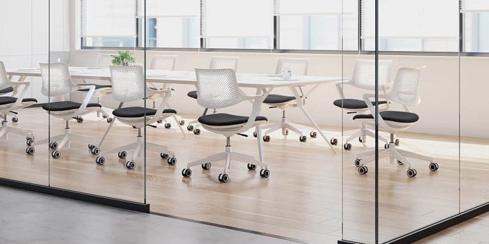 Amma white meeting chair and white table