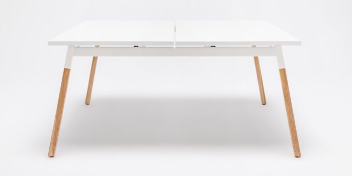 White wood study table for four