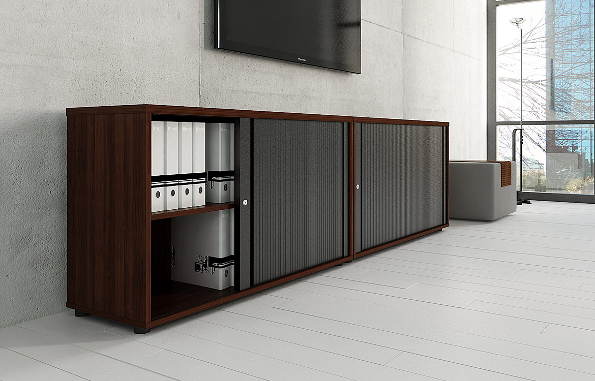 Wood cabinet with sliding door