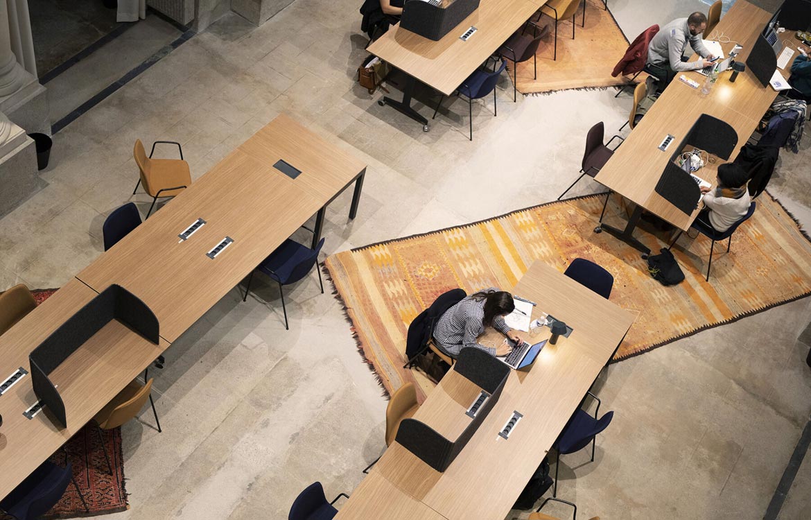 Long wood study tables