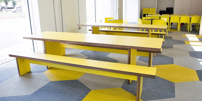 Yellow canteen dining table