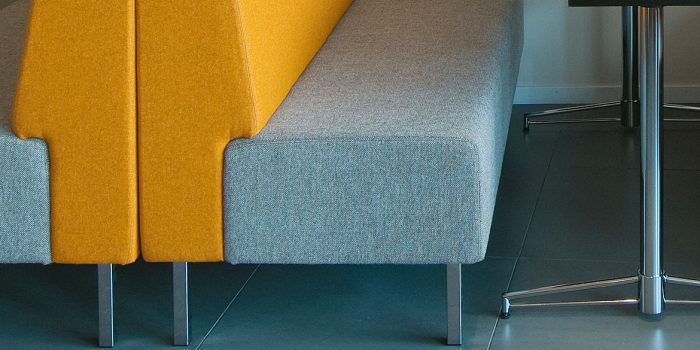 Yellow high back sofa