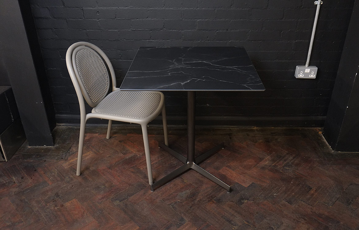 Black marble cafe table