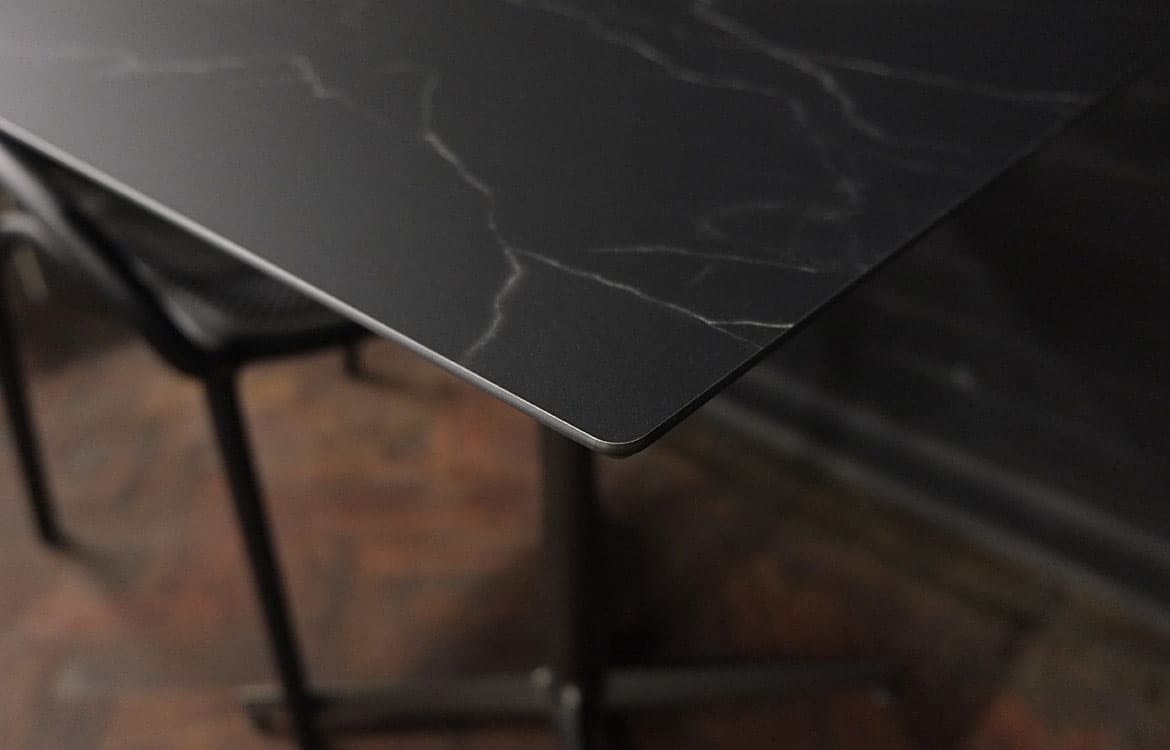 Black marble top closeup