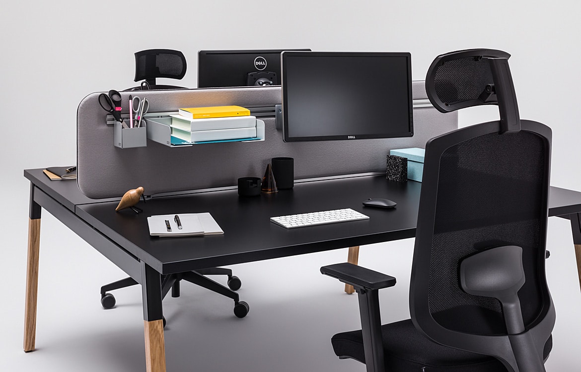 Desk with ash legs closeup