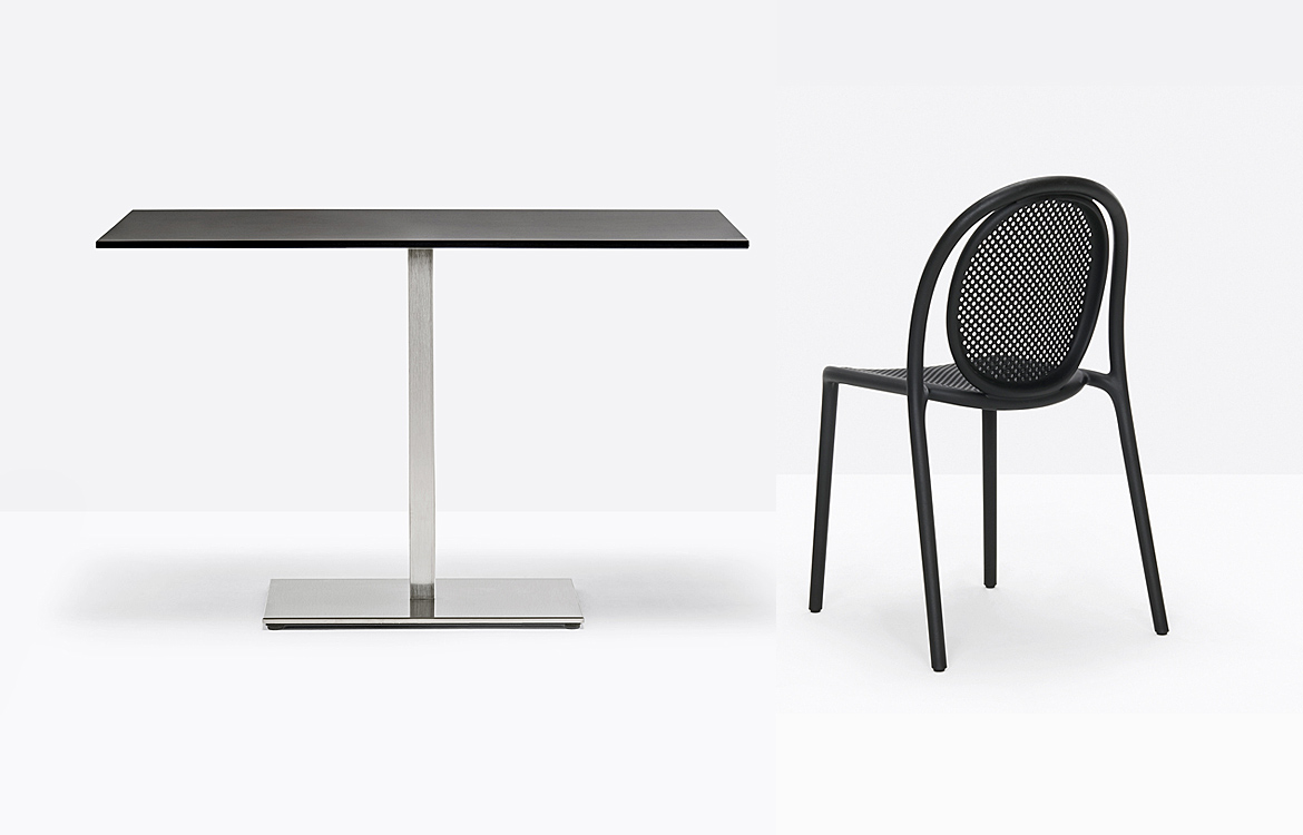 Four seater cafe table with black chair