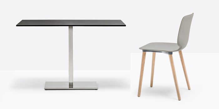 Four seater chrome cafe table with wood chair