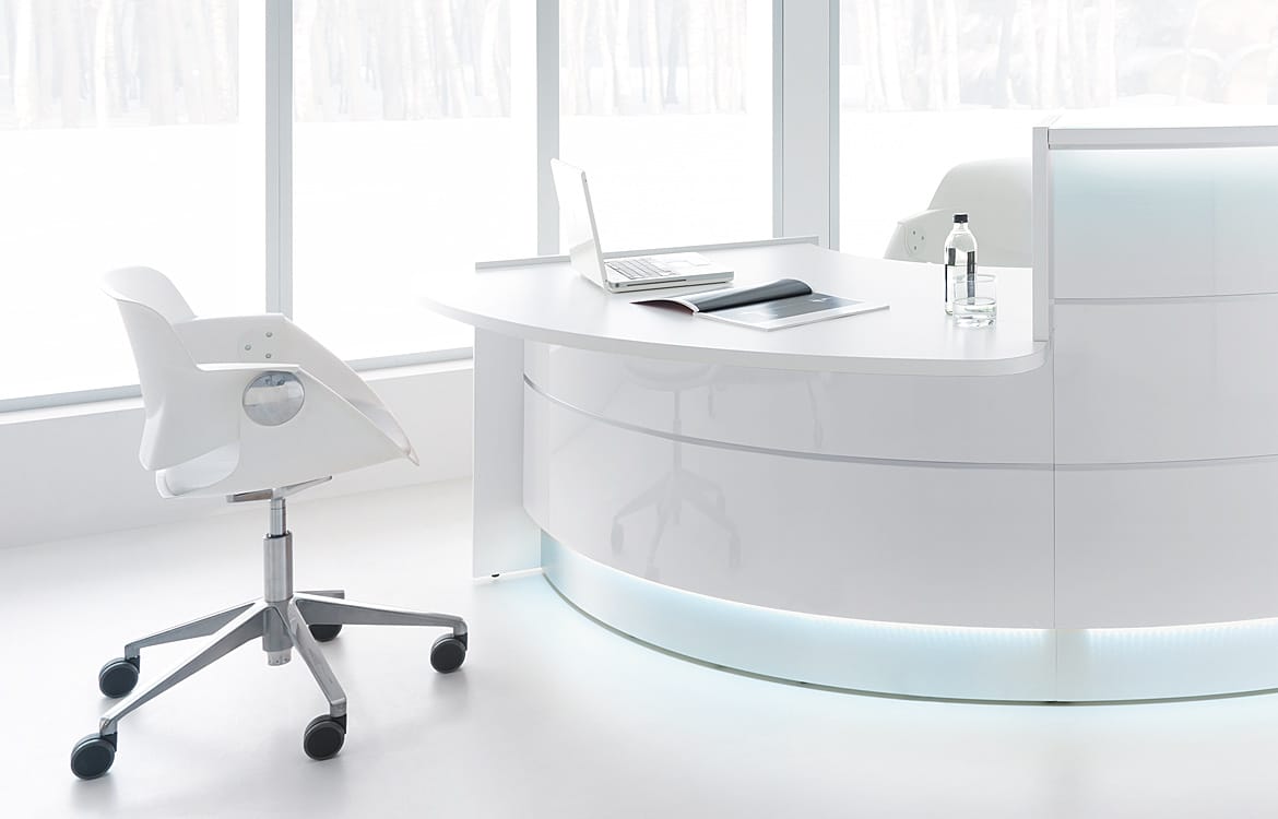 Reception desk with low table