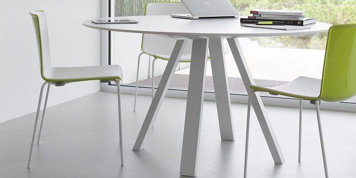 White/Silver Office Hippo Fraction Plus Circular Meeting Table 100 cm 