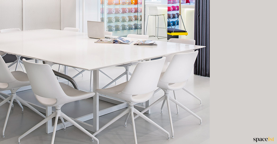 White swivel meeting chair