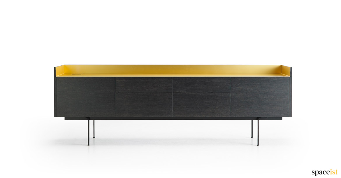 Dark wood + brass meeting side board