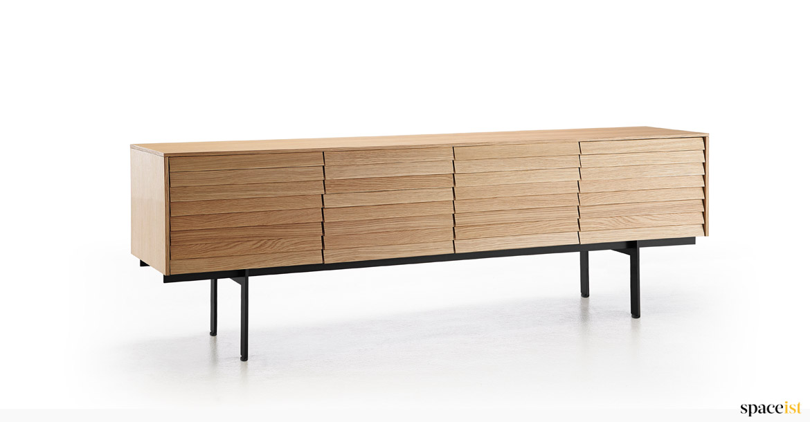 Oak slatted front storage unit