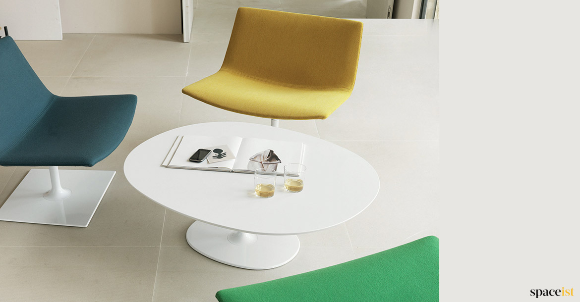 Yellow + blue reception chair
