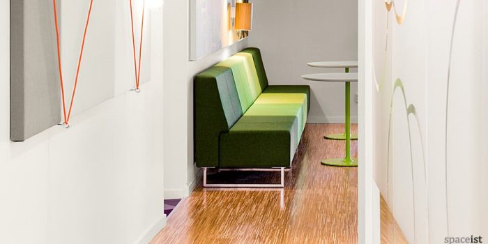 green stripey modular reception sofa