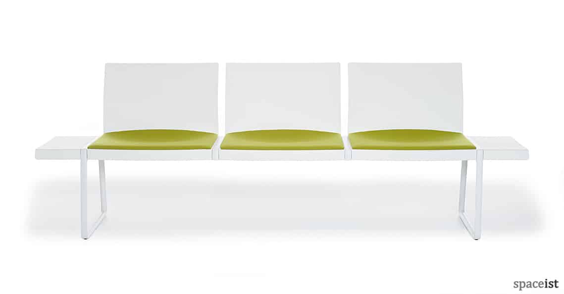 spaceist plural white green bench seating