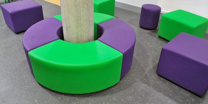 Purple green vinyl column seat