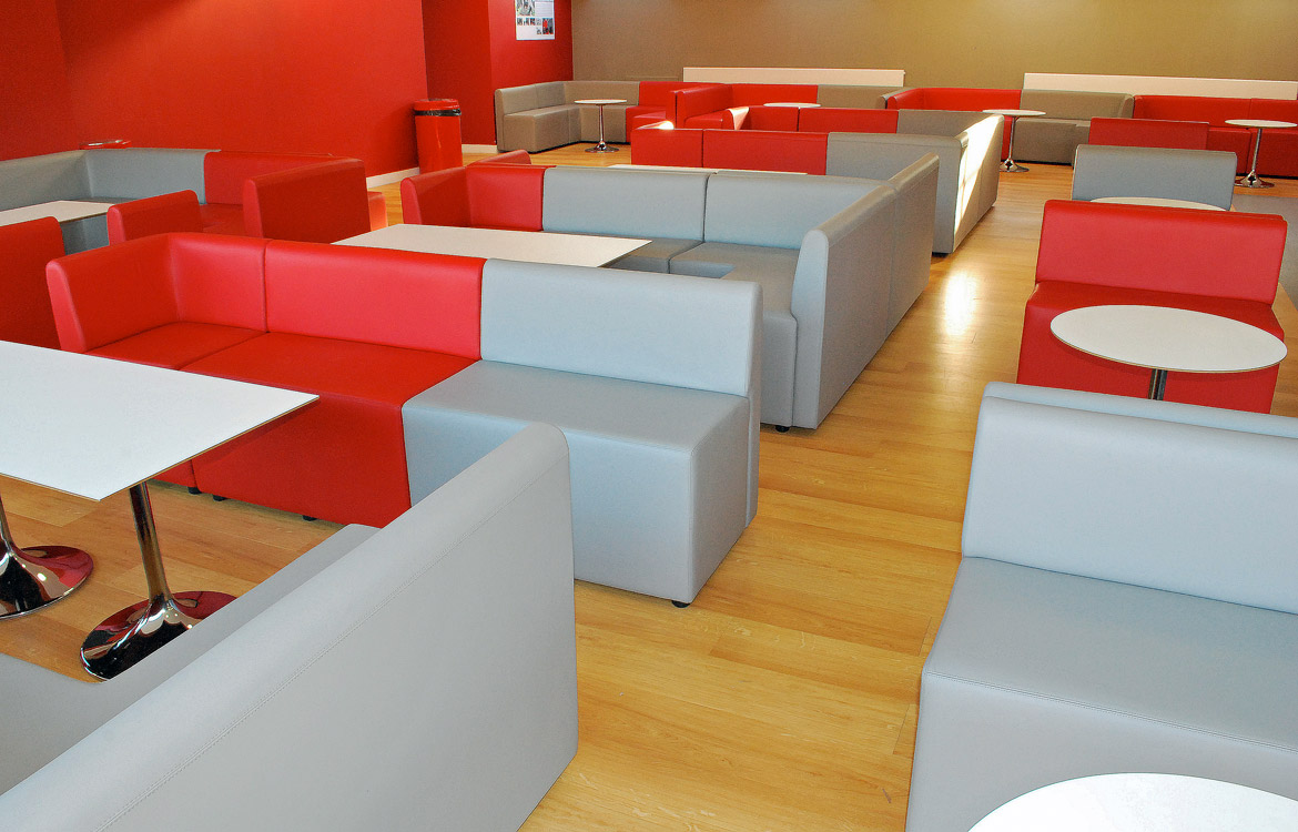 Red grey modular university cafe-bar seating