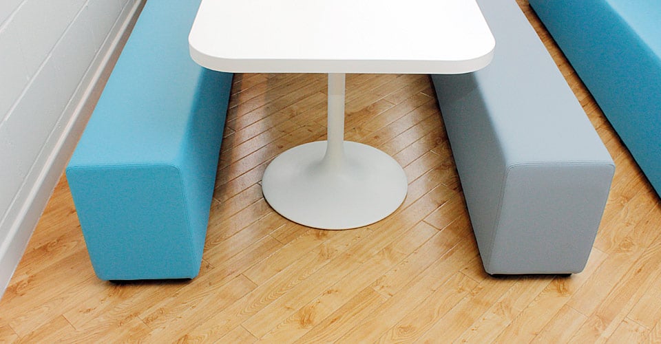 soft bench blue grey vinyl canteen table and benches