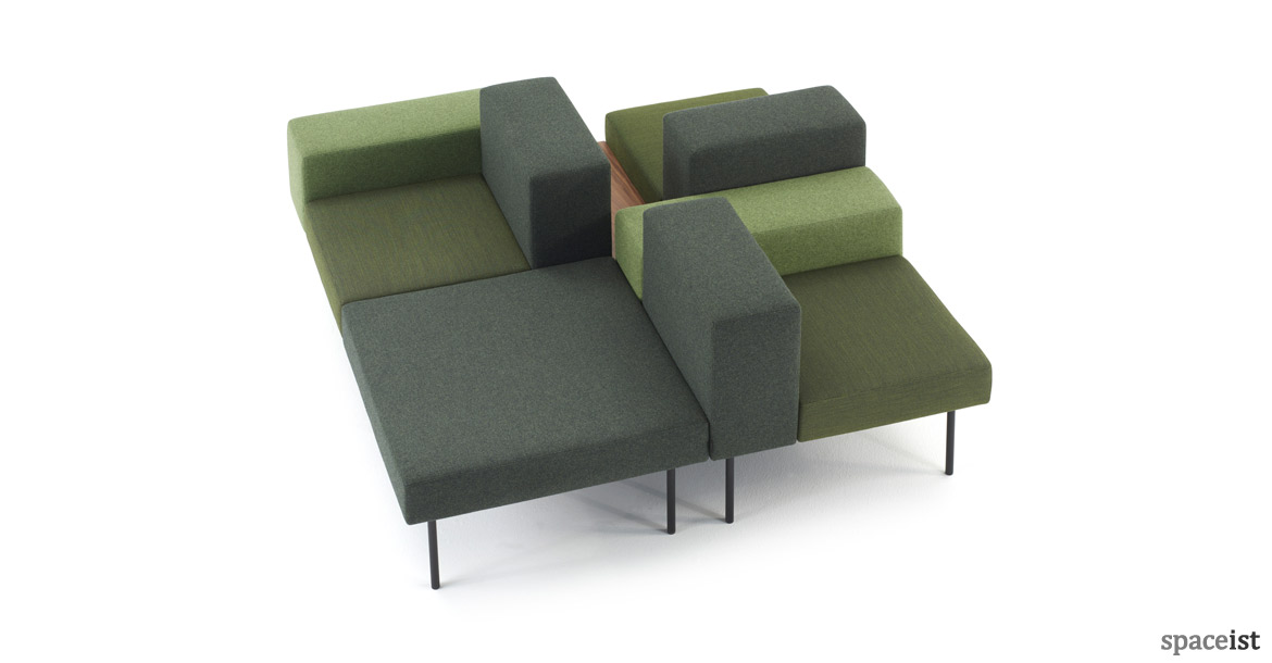 102 retro square sofa in green fabric