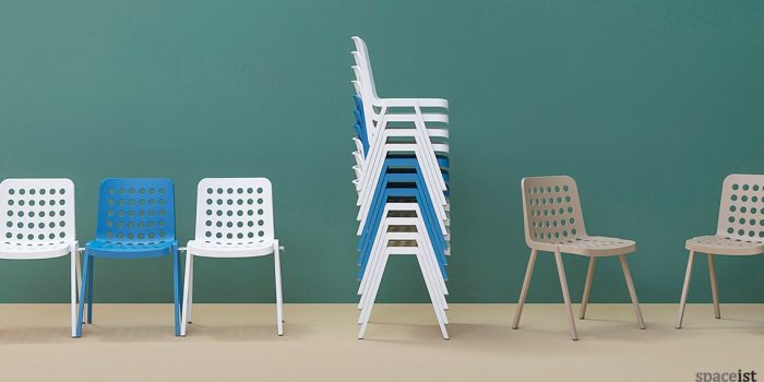Booki red blue and white designer cafe chairs