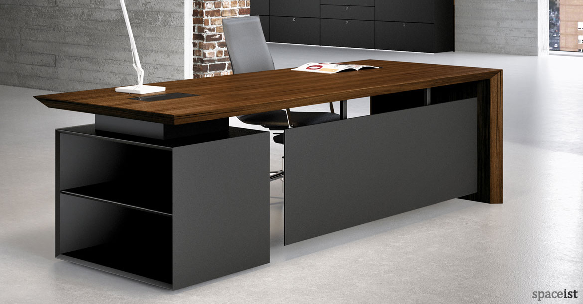 CEO managerial desk with wall shelf