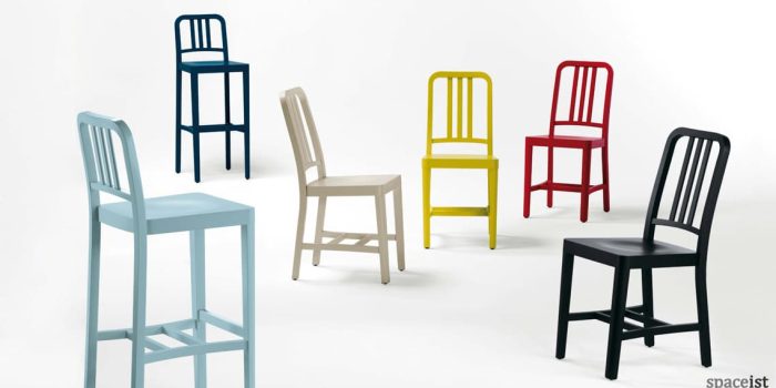 CO-2 solid beech cafe chair in yellow red blue black