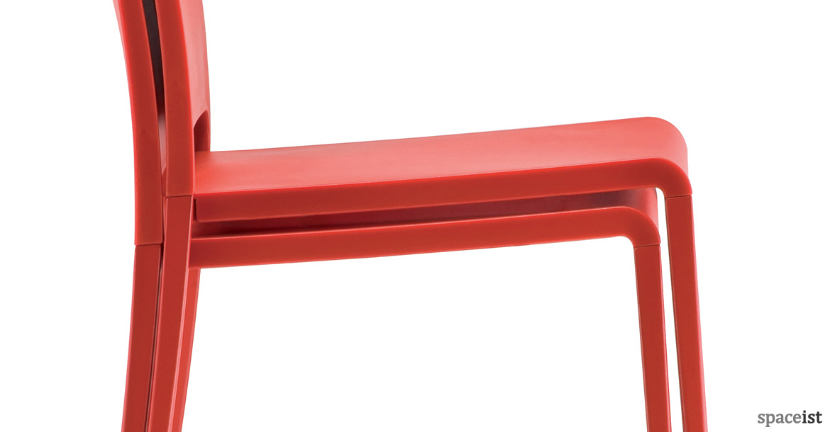 Mya red outdoor chair closeup