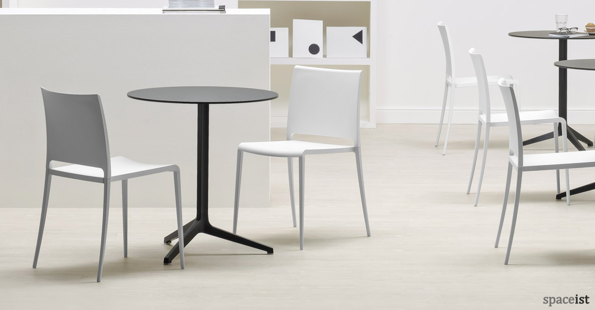 Mya outdoor white cafe chairs