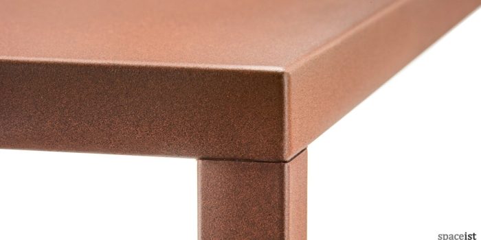 Spaceist-Naked-rust-colour-square-cafe-table Rust colour square cafe table close up